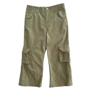 Just Friends Olive Green Cotton Cargo Pants Little Kids Girl's Size 6 (L)